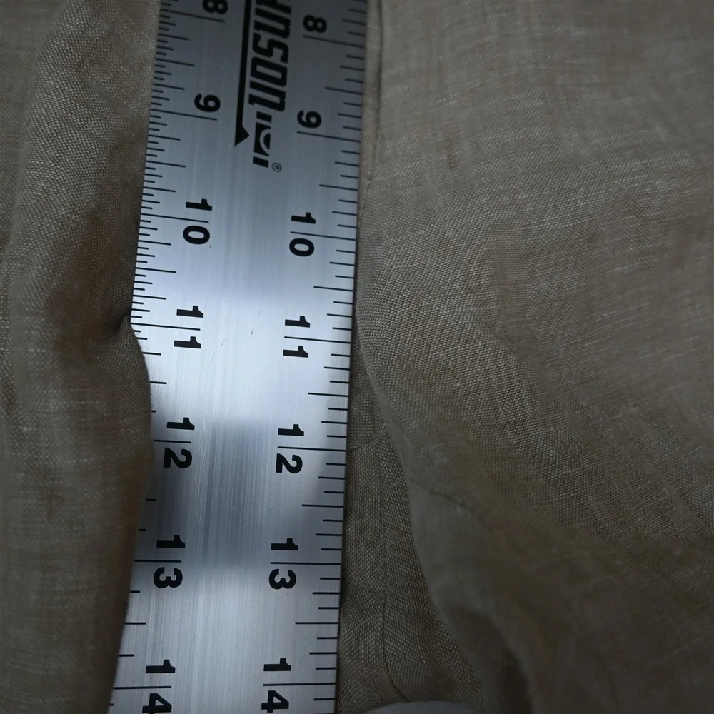 Tommy Hilfiger 46x32 Khaki 100% Linen Flat Front Straight Dress Mens Pants
